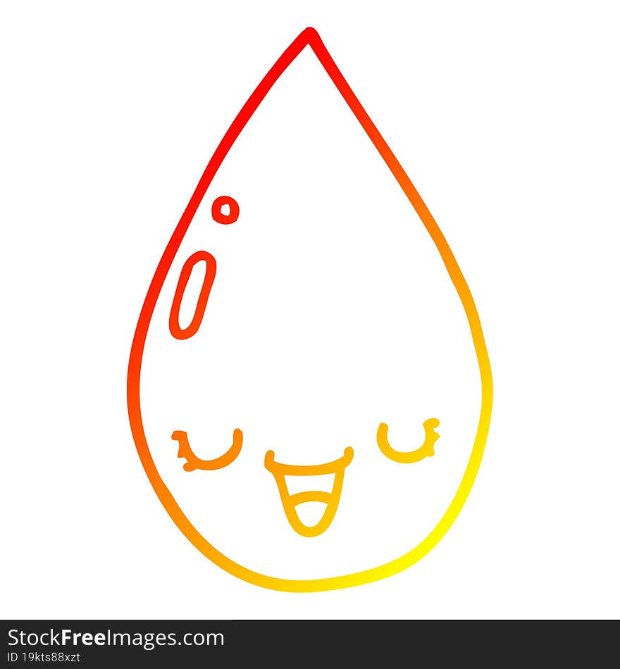 warm gradient line drawing of a cartoon raindrop