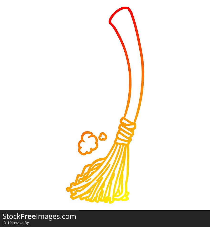 warm gradient line drawing halloween witches broom