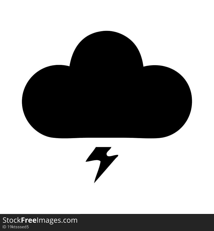 flat symbol of a thunder cloud. flat symbol of a thunder cloud