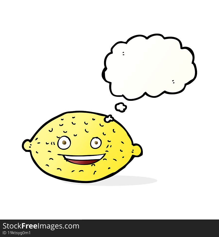 cartoon lemon with thought bubble