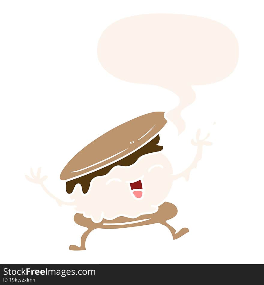 Smore Cartoon And Speech Bubble In Retro Style