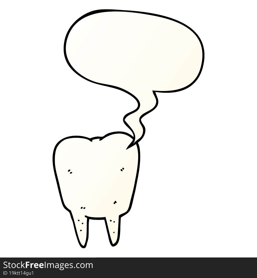 cartoon tooth and speech bubble in smooth gradient style