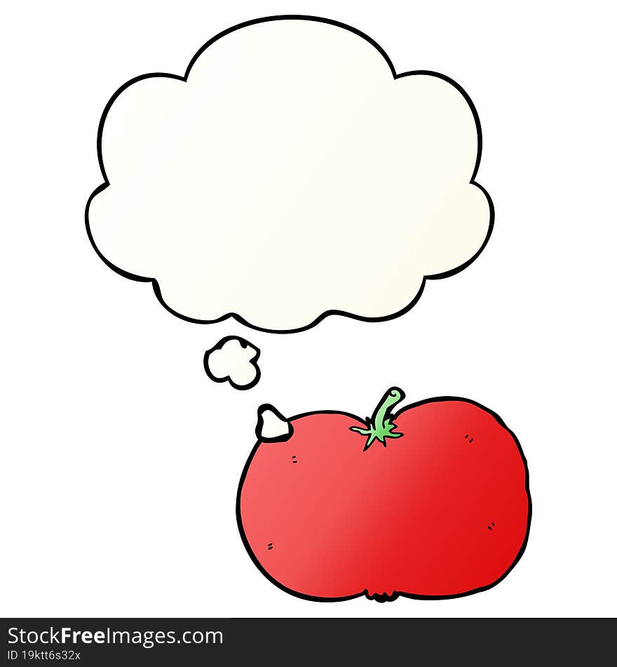 Cartoon Tomato And Thought Bubble In Smooth Gradient Style