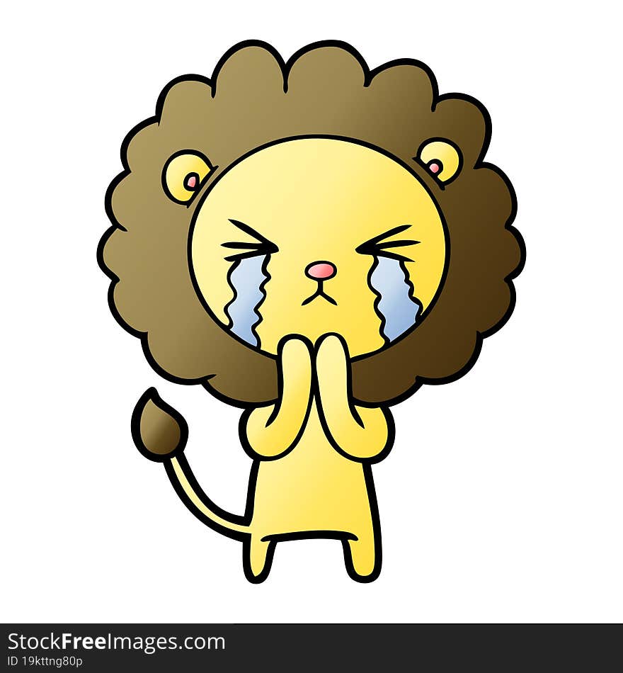 cartoon crying lion praying. cartoon crying lion praying