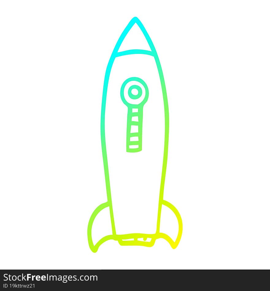 cold gradient line drawing cartoon space rocket