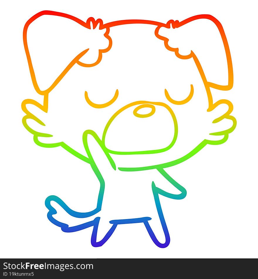 Rainbow Gradient Line Drawing Cartoon Dog