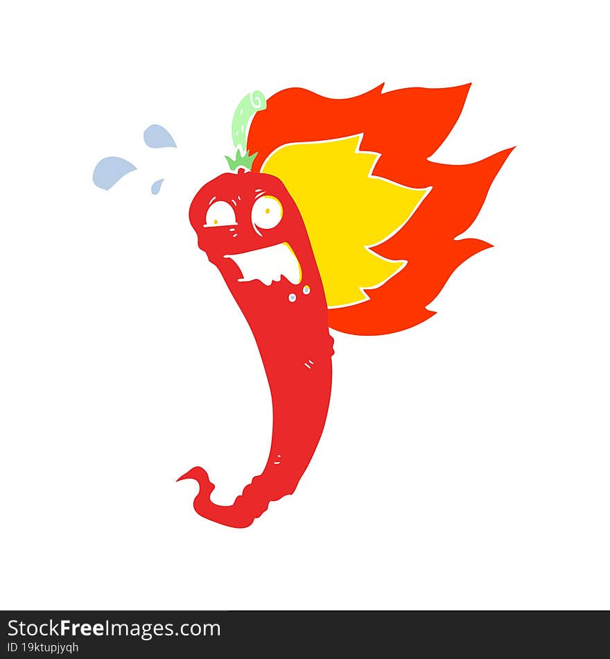 hot chilli pepper flat color illustration of a cartoon