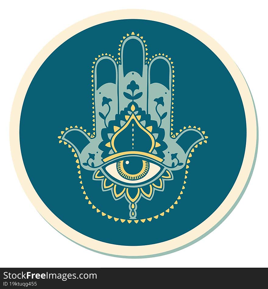 sticker of tattoo in traditional style of a hamza. sticker of tattoo in traditional style of a hamza