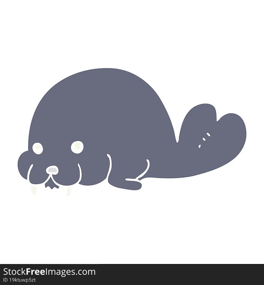 cute flat color style cartoon walrus