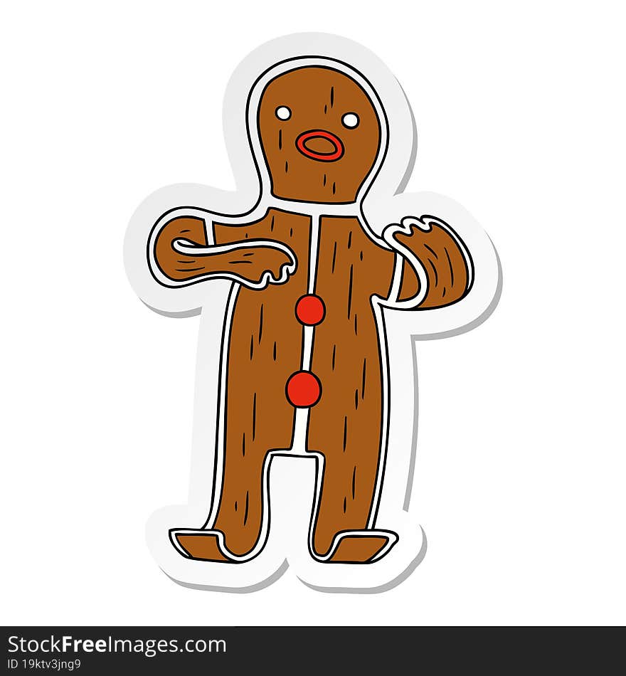 sticker cartoon doodle of a gingerbread man