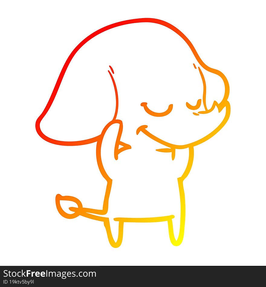 warm gradient line drawing cartoon smiling elephant