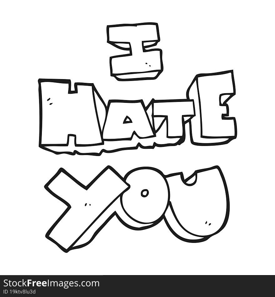 I hate you black and white cartoon symbol