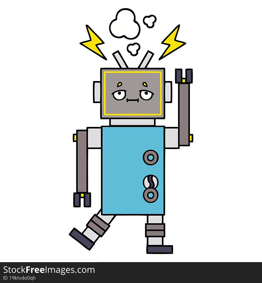 cute cartoon of a malfunctioning robot