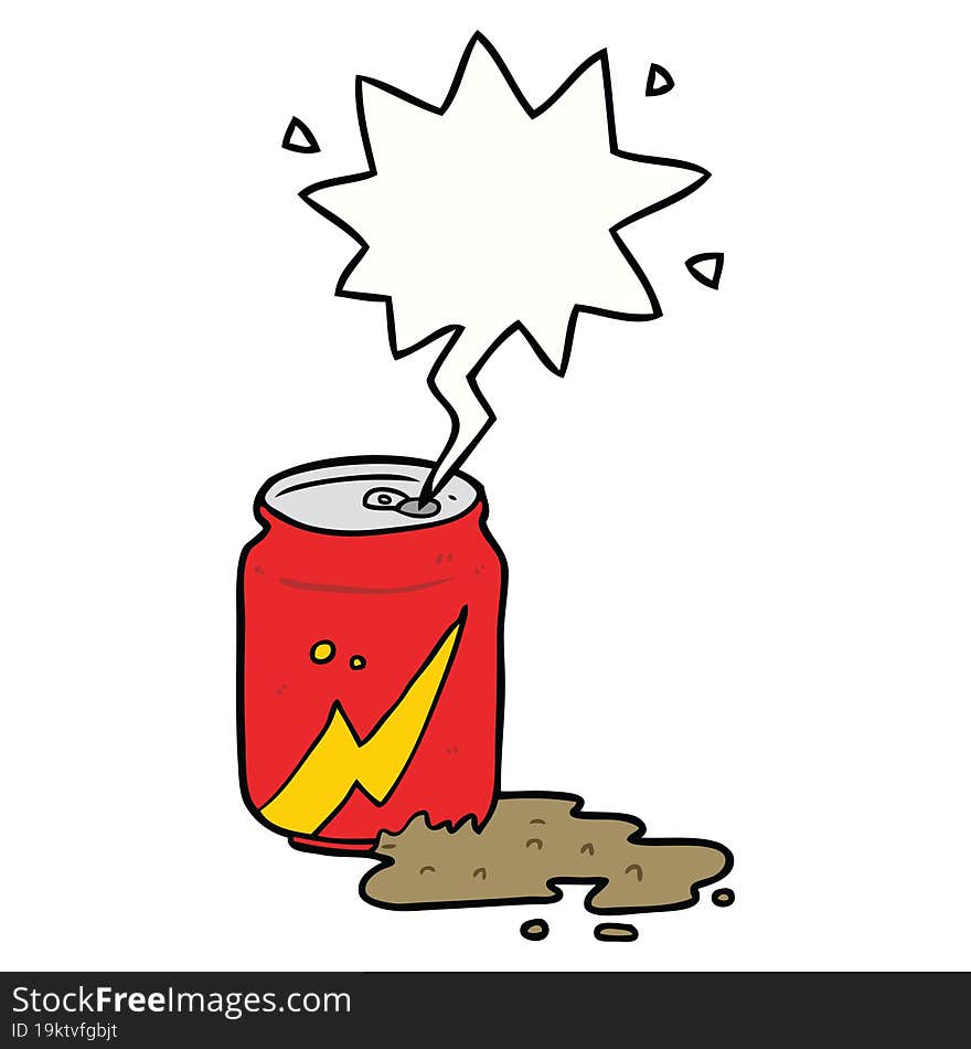 cartoon can of soda with speech bubble. cartoon can of soda with speech bubble