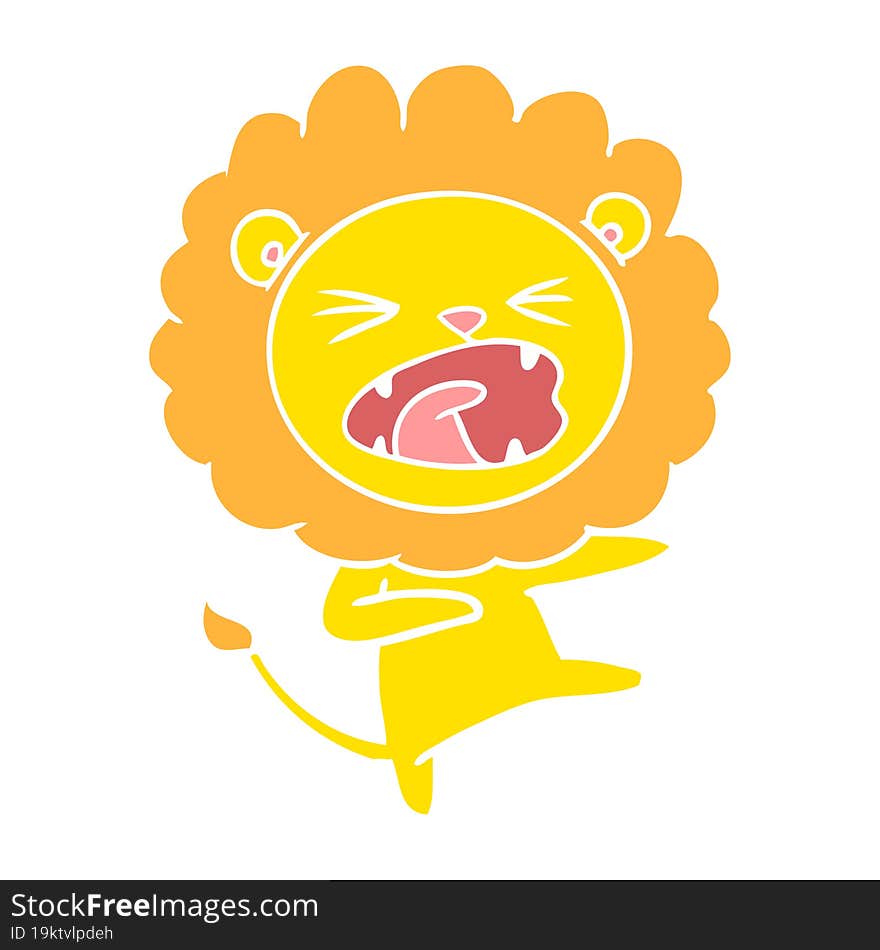 flat color style cartoon angry lion