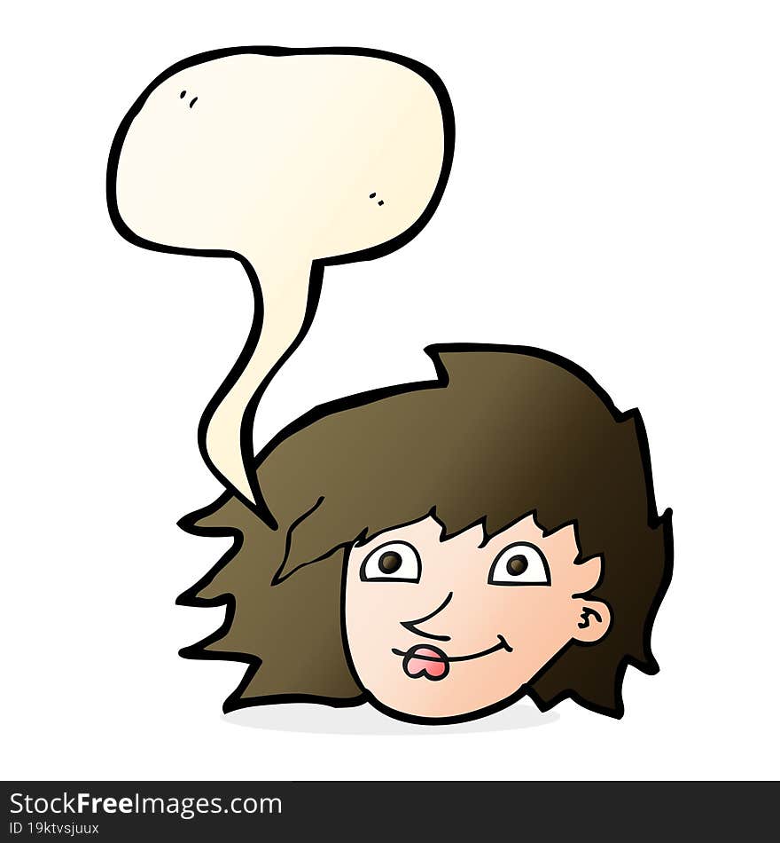 cartoon female face with speech bubble