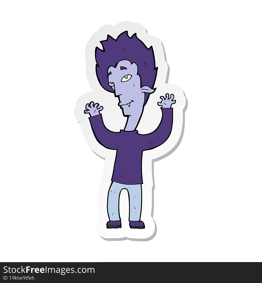 sticker of a cartoon vampire man