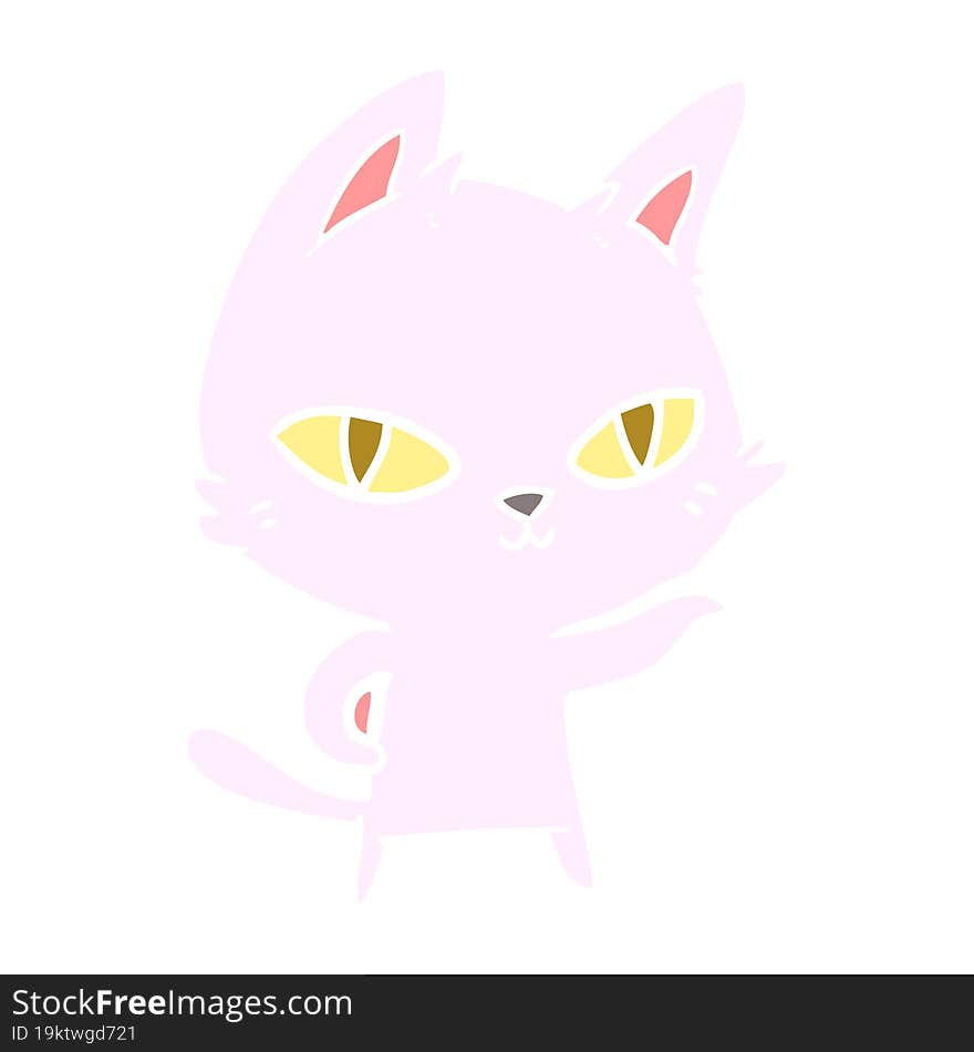 Flat Color Style Cartoon Cat Staring