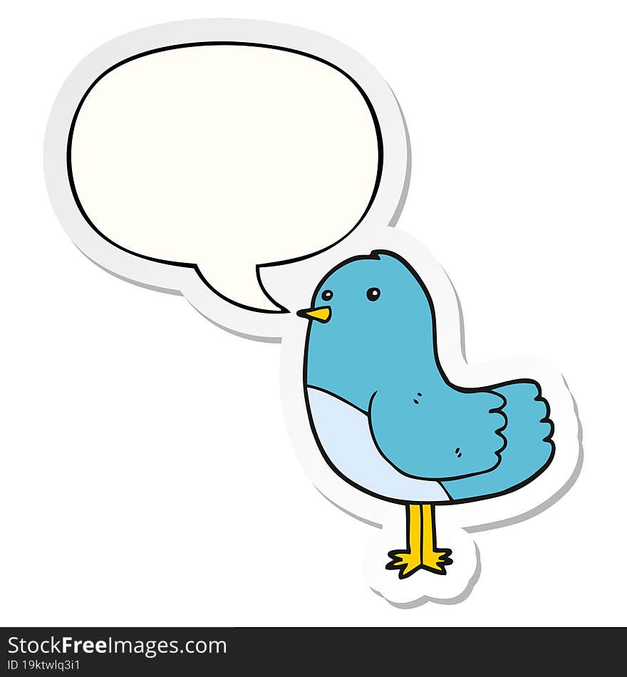 cartoon bird with speech bubble sticker. cartoon bird with speech bubble sticker