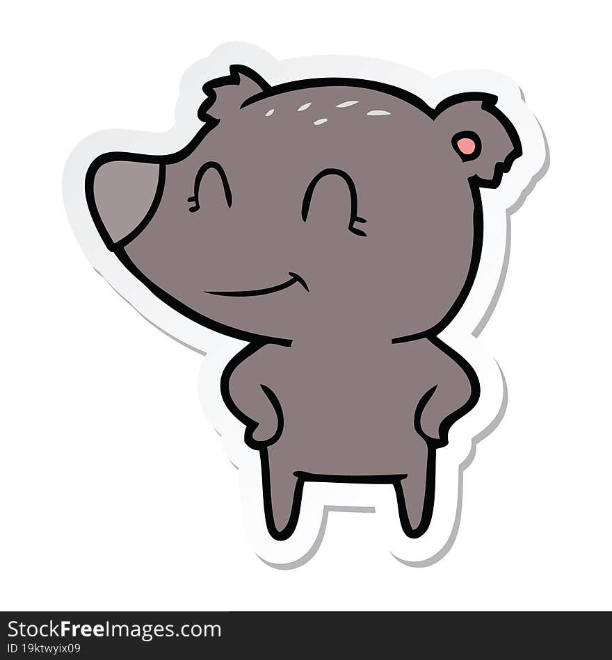 sticker of a friendly bear with hands on hips