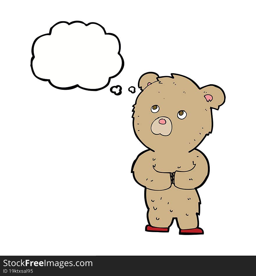 cartoon teddy bear with thought bubble