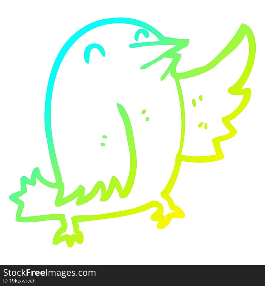 Cold Gradient Line Drawing Cartoon Bird