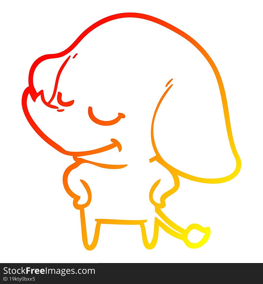 warm gradient line drawing cartoon smiling elephant