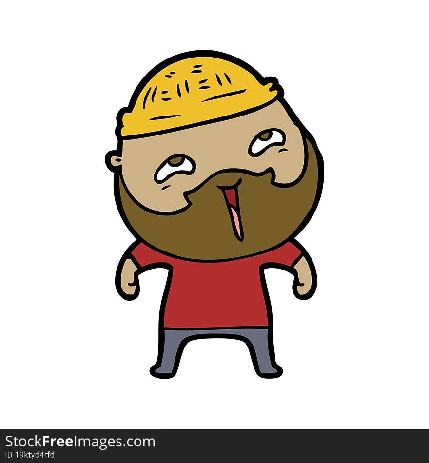 cartoon happy bearded man. cartoon happy bearded man