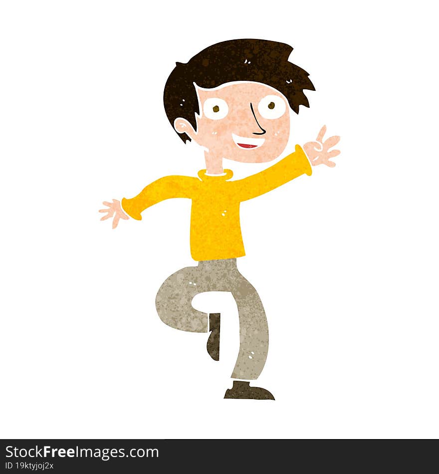 cartoon excited boy dancing