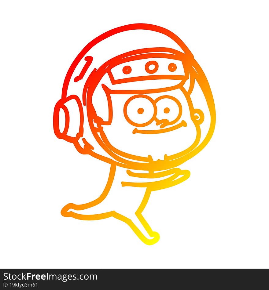 warm gradient line drawing of a happy astronaut cartoon