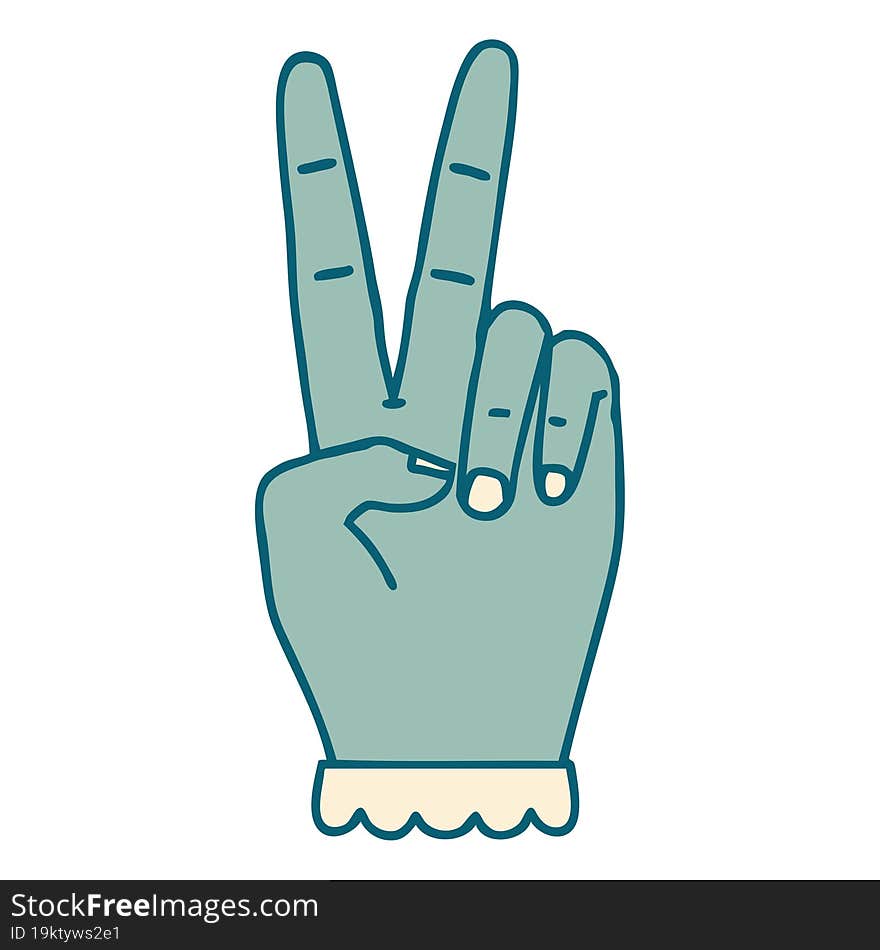 Peace Symbol Two Finger Hand Gesture Illustration