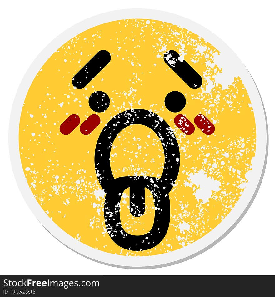 tired panting face circular sticker