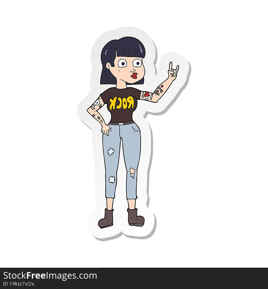 sticker of a cartoon rock girl