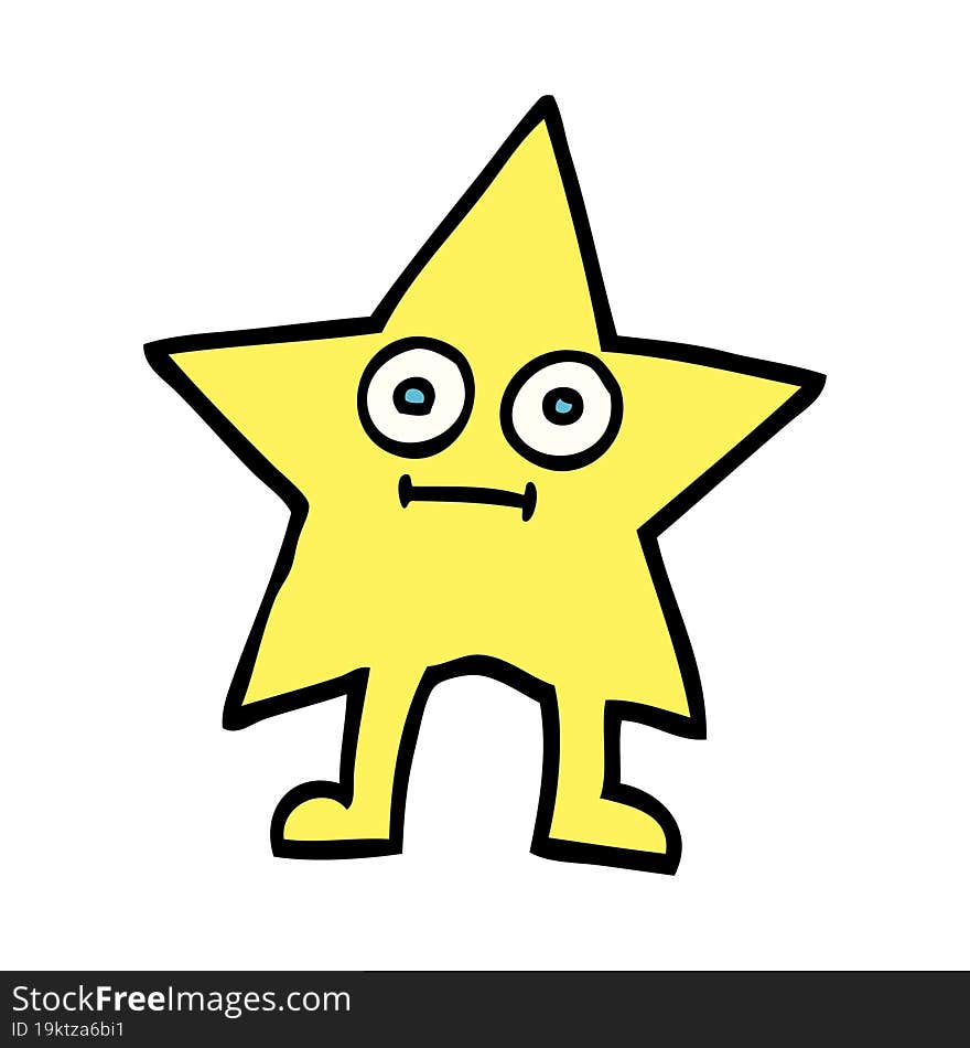 Hand Drawn Doodle Style Cartoon Star Character