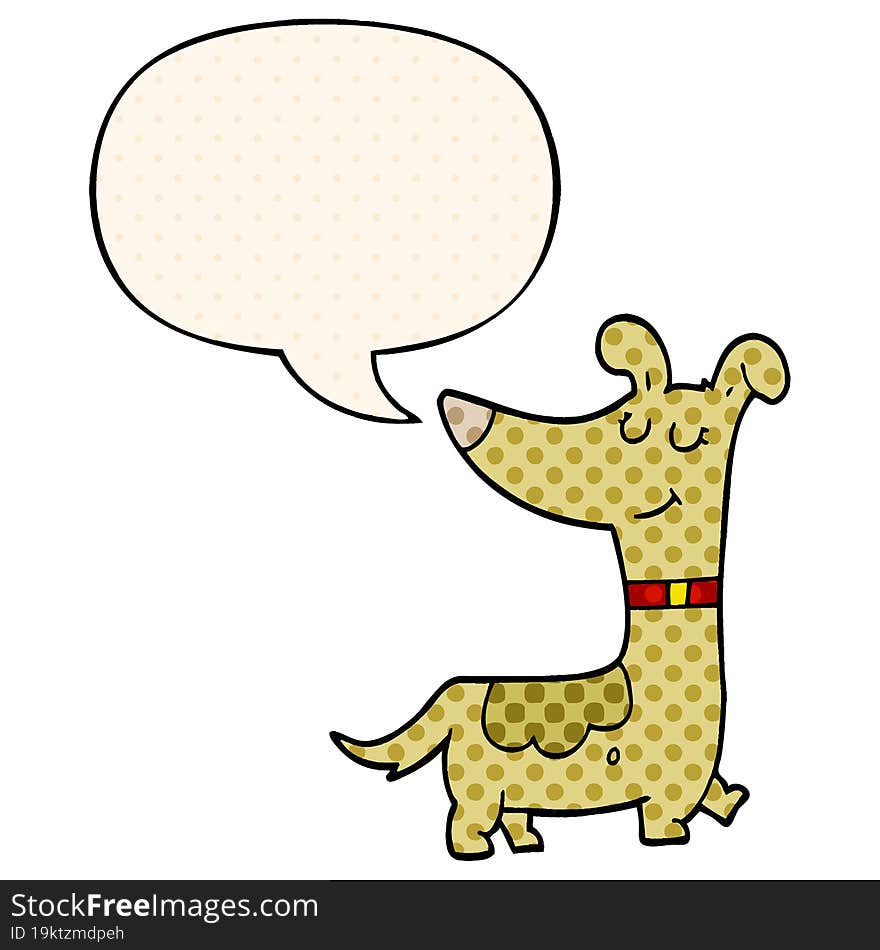 cartoon dog and speech bubble in comic book style