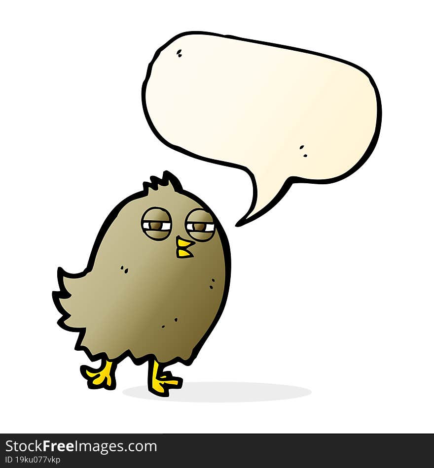 Funny Cartoon Bird With Speech Bubble