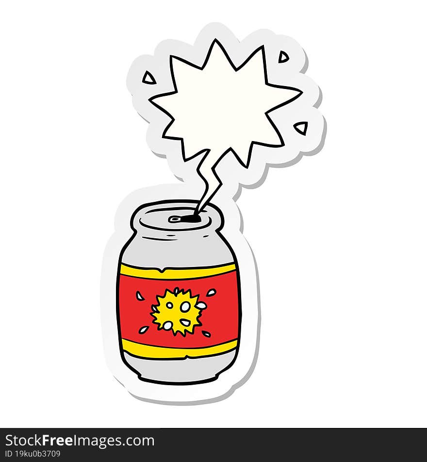 cartoon can of soda and speech bubble sticker