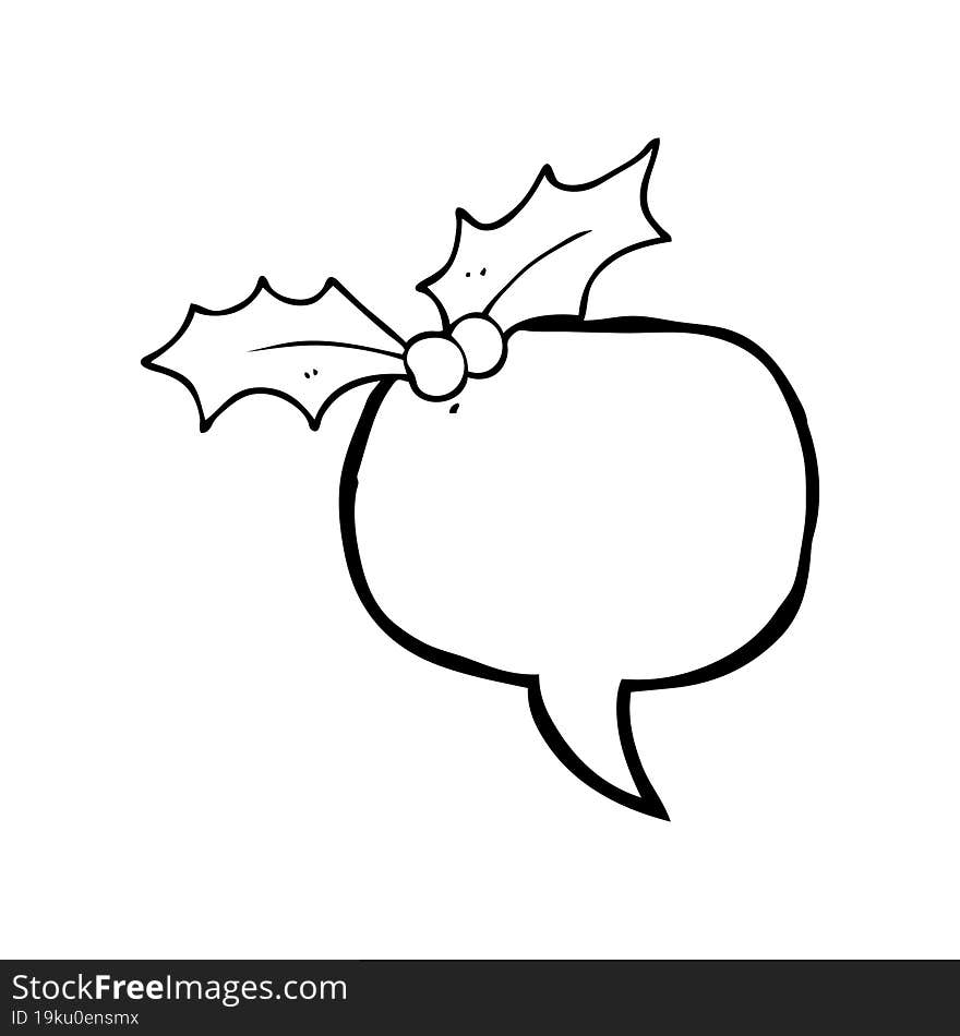 Speech Bubble Cartoon Christmas Holly