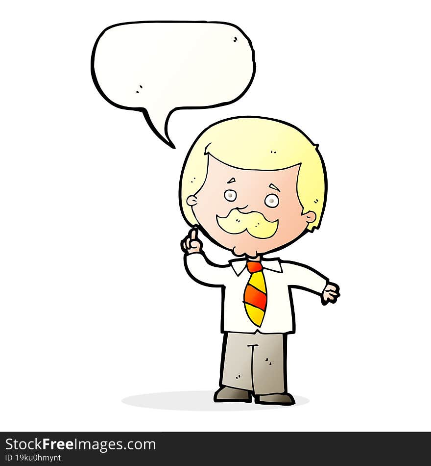 Cartoon Newsreader Man With Idea With Speech Bubble