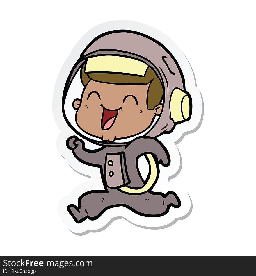 sticker of a happy cartoon astronaut