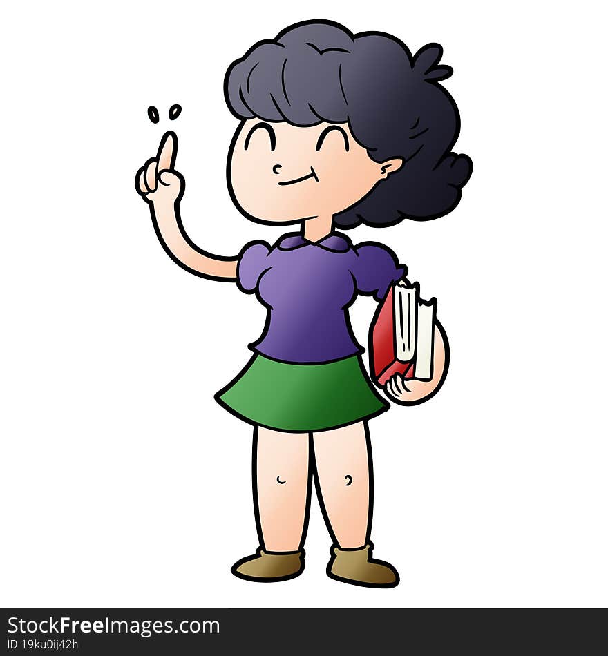 cartoon girl with books. cartoon girl with books