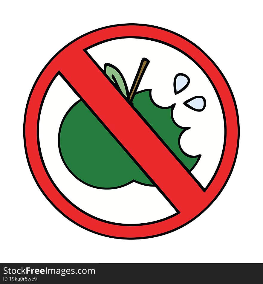 cute cartoon no healthy food allowed sign