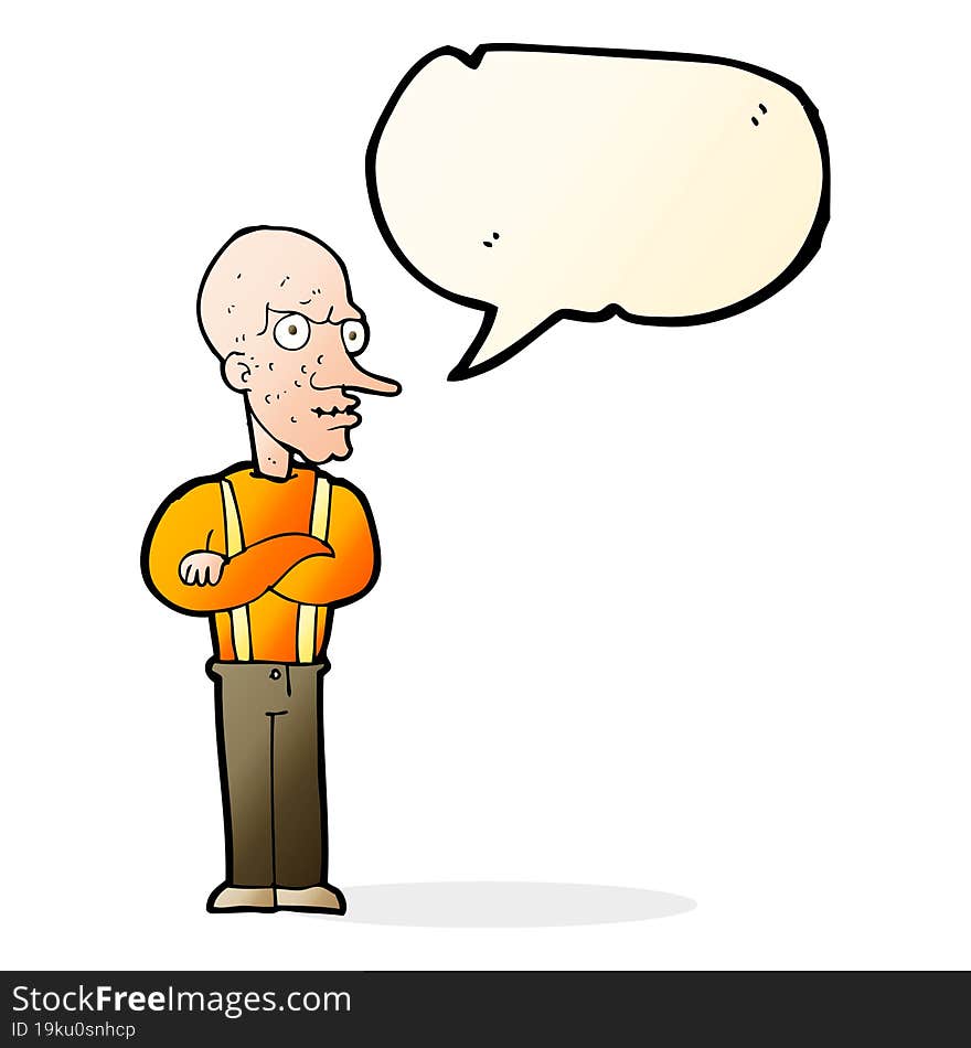 cartoon mean old man with speech bubble