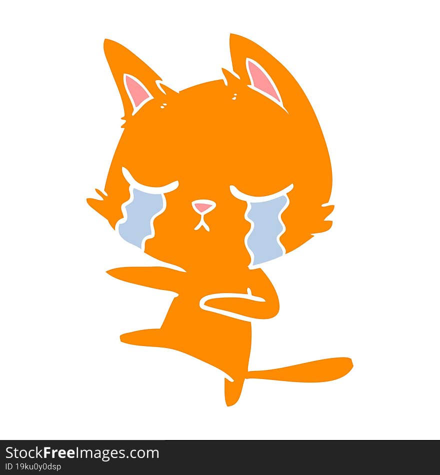 Crying Flat Color Style Cartoon Cat Dancing