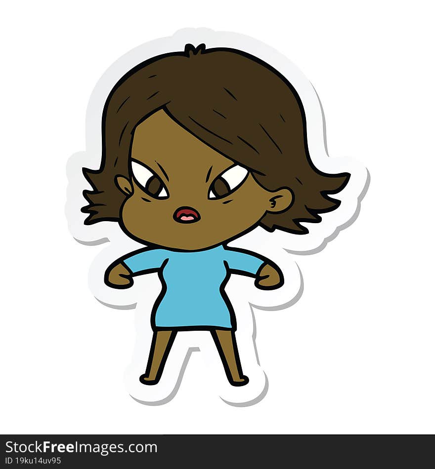 sticker of a cartoon stressed woman