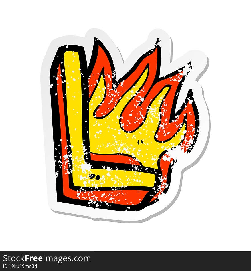 Retro Distressed Sticker Of A Cartoon Flaming Letter