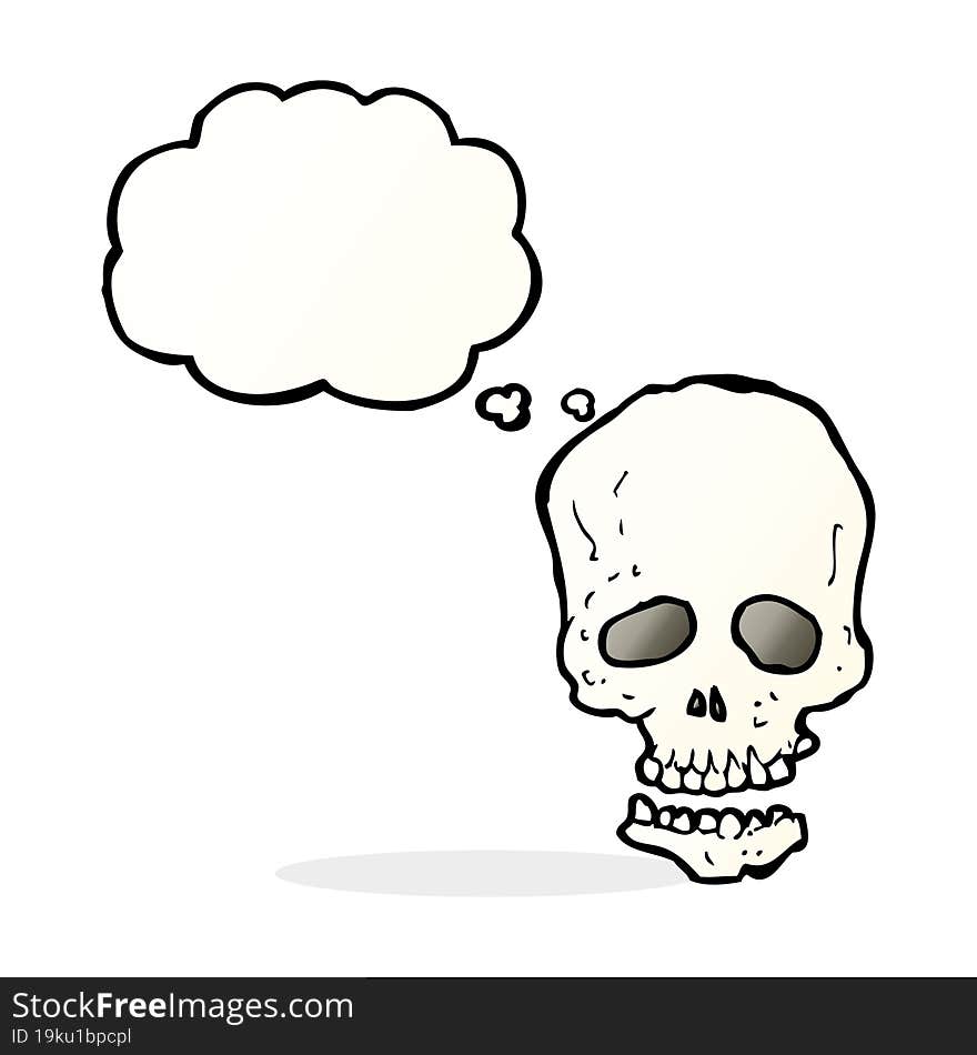 cartoon skull with thought bubble