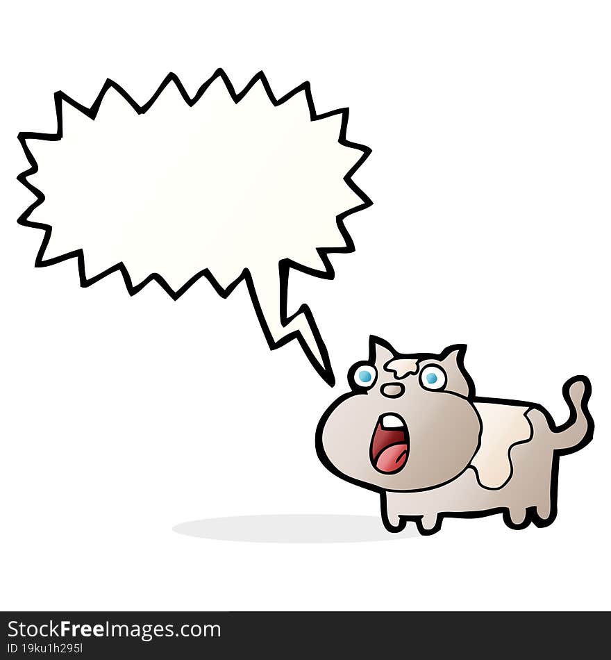 cartoon shocked cat with speech bubble