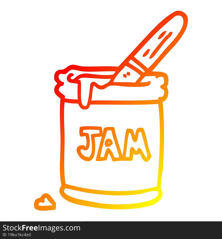 warm gradient line drawing of a cartoon jam jar