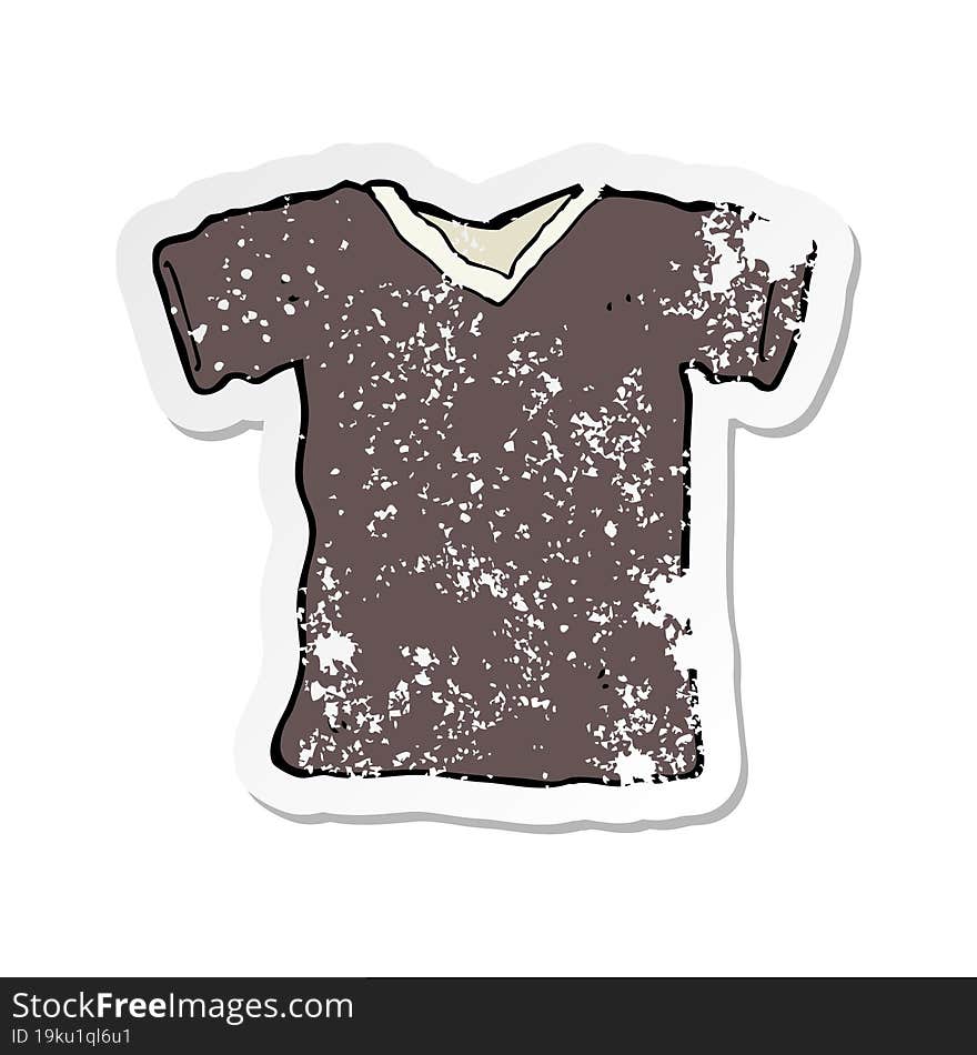 retro distressed sticker of a cartoon tee shirt